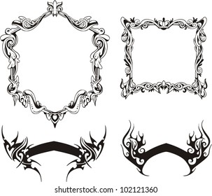 Decorative frames and ribbons. Vector set