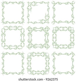 Decorative frames set 2. 9 color floral elements.