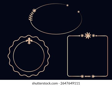 Decorative frames, set, bronze, flowers, lilies, balls, leaves, exquisite frames, chic, luxury, exclusive, decorative elements