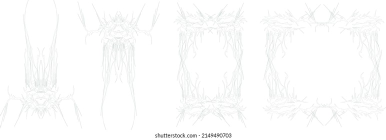 Decorative frames set. Floral ornament. Dark fantasy. [Vector]