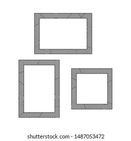 Decorative frames set for photo or text. Abstract geometric ornament, isolated on white background. Vintage framework border. Vector illustration. EPS 10.
