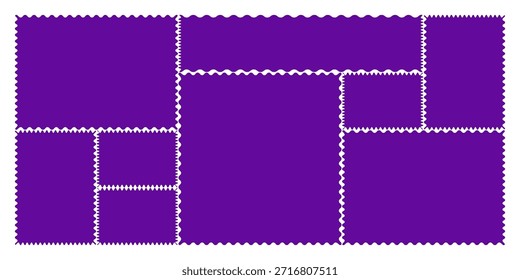 Quadros decorativos definidos com formas de grade de bento ondulado recortado com estilos de adesivo retro ondulado zig zag bordas e desenhos de caixa de tag de borda geométrica