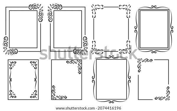 Decorative frames. Vintage ornaments and\
ornate borders. Decorative wedding frames, antique museum picture\
borders or deco divider. Isolated icons vector\
set