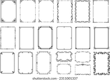 Decorative frames. Vintage rectangle border. Isolated icons vector set