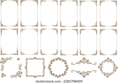 Decorative frames. Vintage rectangle ornaments and ornate border. Retro ornamental frame, Decorative wedding frames, borders. Isolated icons vector set.