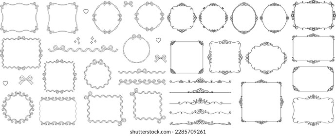 Decorative Frames. Vintage retro frames rectangular, round ornaments. Decorative wedding frames, vintage museum photo frames. Set of isolated vector icons