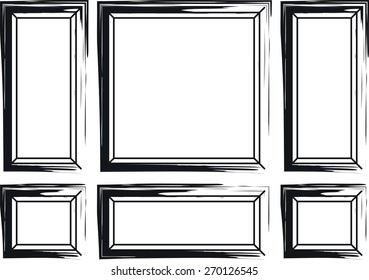 Decorative frames for walls or backgrounds. Interior design decoration frames. Painted brush effect.  Wainscoting Vector frame 