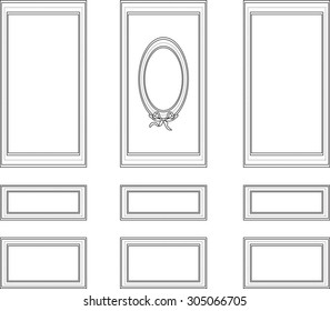 Decorative frames for walls or backgrounds. Interior design decoration panels. Wainscoting Vector frame