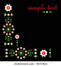 decorative framework with flower on black background