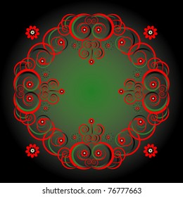decorative framework flower pattern on black green background