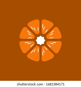 Decorative fruit background. Picture of a cut orange.