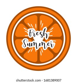 Decorative fruit background. Picture of a cut orange.