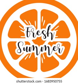 Decorative fruit background. Picture of a cut orange.