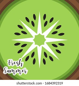 Decorative fruit background. Picture of a cut kiwi.