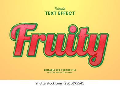 decorative fruit watermelon editable text effect vector design