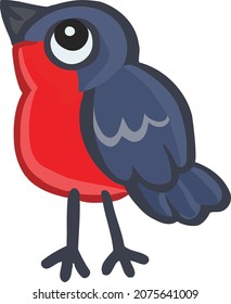 A decorative funny bird, a bullfinch.  