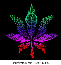 Decorative ganja leaf vector illustration