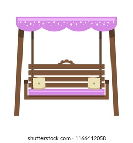 Decorative garden swing on white background