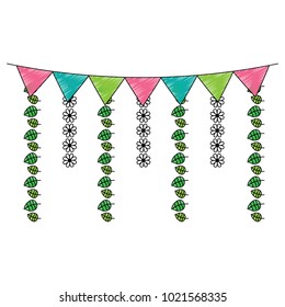decorative garland flags flower and leaves hanging