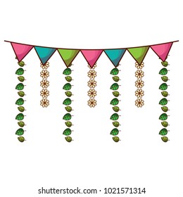 decorative garland flags flower and leaves hanging