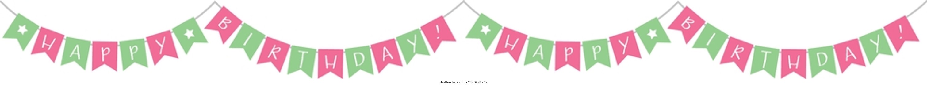 Decorative garlands with flags for birthday. Vector illustration.