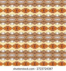 Decorative geometric abstract background with brown ornamental pattern, seamless symmetry, ethnic texture, stylish wallpaper design.