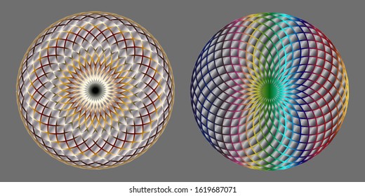 Decorative geometric abstract balls background. Isolated on gray background. Abstract design element icon, sphere. Vector illustration
