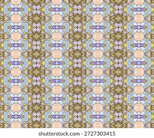 Padrão decorativo abstrato geométrico com tons pastel e simetria ornamental. Perfeito para uso têxtil, papel de parede, design, abstrato, padrão, fundo.