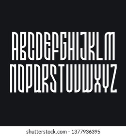 Decorative geometric alphabet, condensed bold font