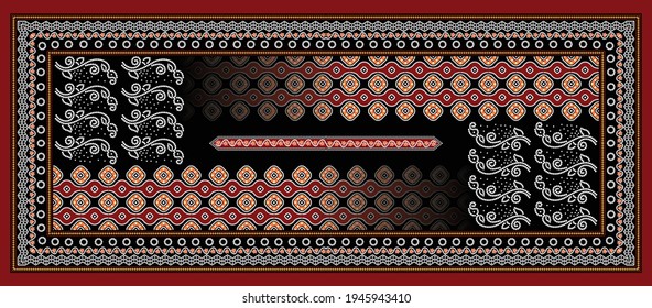 decorative geometric Bandhani with border stole background design