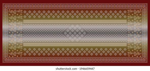 decorative geometric Bandhani with border stole background design