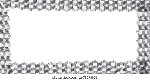 Decorative geometric border with chevron pattern, isolated on white background