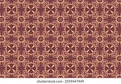 Decorative geometric brown floral fabric pattern