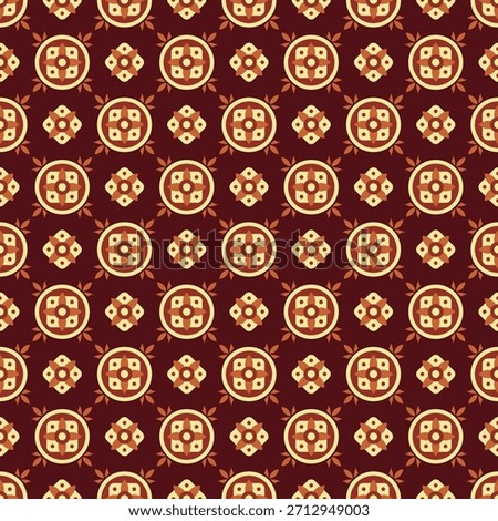 Decorative Geometric Circle and Diamond Shapes Repetitive Ornament Pattern