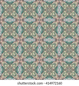 Decorative geometric floral seamless pattern, coloring book page.  Hand drawn doodle sketchy background, bandanna shawl, carpet design. Decoration pattern colorful seamless texture vector illustration