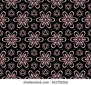 decorative geometric floral seamless pattern. vector illustration. stylish design. for invitation, fabric, decor, textile