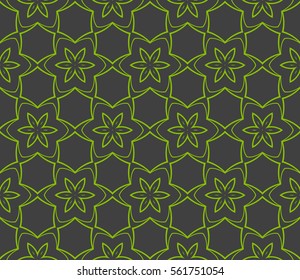 decorative geometric floral seamless pattern. vector illustration. stylish design. green, grey color. for invitation, fabric, decor, textile
