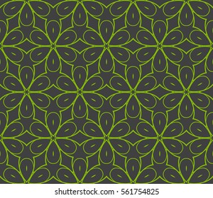 decorative geometric floral seamless pattern. vector illustration. stylish design. green, grey color. for invitation, fabric, decor, textile
