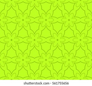 decorative geometric floral seamless pattern. vector illustration. stylish design. green, yellow color. for invitation, fabric, decor, textile