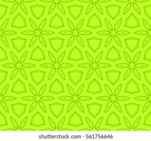 decorative geometric floral seamless pattern. vector illustration. stylish design. green, yellow color. for invitation, fabric, decor, textile