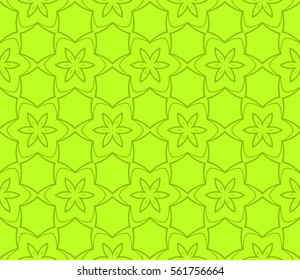 decorative geometric floral seamless pattern. vector illustration. stylish design. green, yellow color. for invitation, fabric, decor, textile