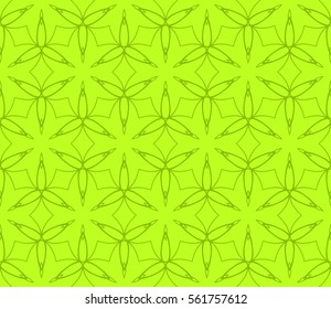 decorative geometric floral seamless pattern. vector illustration. stylish design. green, yellow color. for invitation, fabric, decor, textile