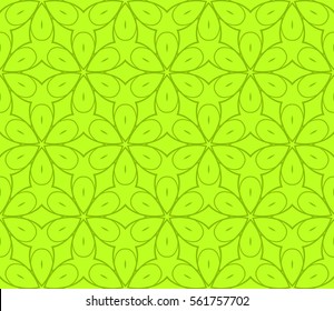 decorative geometric floral seamless pattern. vector illustration. stylish design. green, yellow color. for invitation, fabric, decor, textile