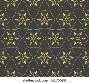 decorative geometric floral seamless pattern. vector illustration. stylish design. grey, yellow color. for invitation, fabric, decor, textile