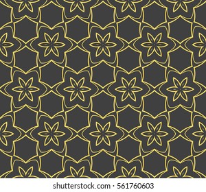 decorative geometric floral seamless pattern. vector illustration. stylish design. grey, yellow color. for invitation, fabric, decor, textile