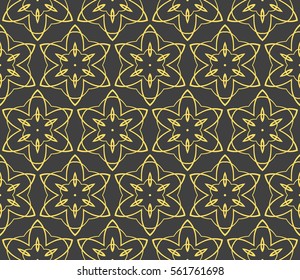 decorative geometric floral seamless pattern. vector illustration. stylish design. grey, yellow color. for invitation, fabric, decor, textile