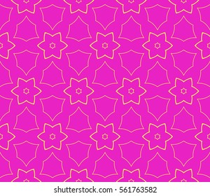 decorative geometric floral seamless pattern. vector illustration. stylish design. pink, yellow color. for invitation, fabric, decor, textile