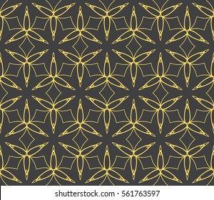 decorative geometric floral seamless pattern. vector illustration. stylish design. grey, yellow color. for invitation, fabric, decor, textile