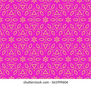 decorative geometric floral seamless pattern. vector illustration. stylish design. pink, yellow color. for invitation, fabric, decor, textile