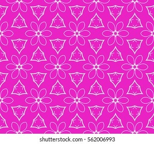 decorative geometric floral seamless pattern. vector illustration. stylish design. pink, silver color. for invitation, fabric, decor, textile